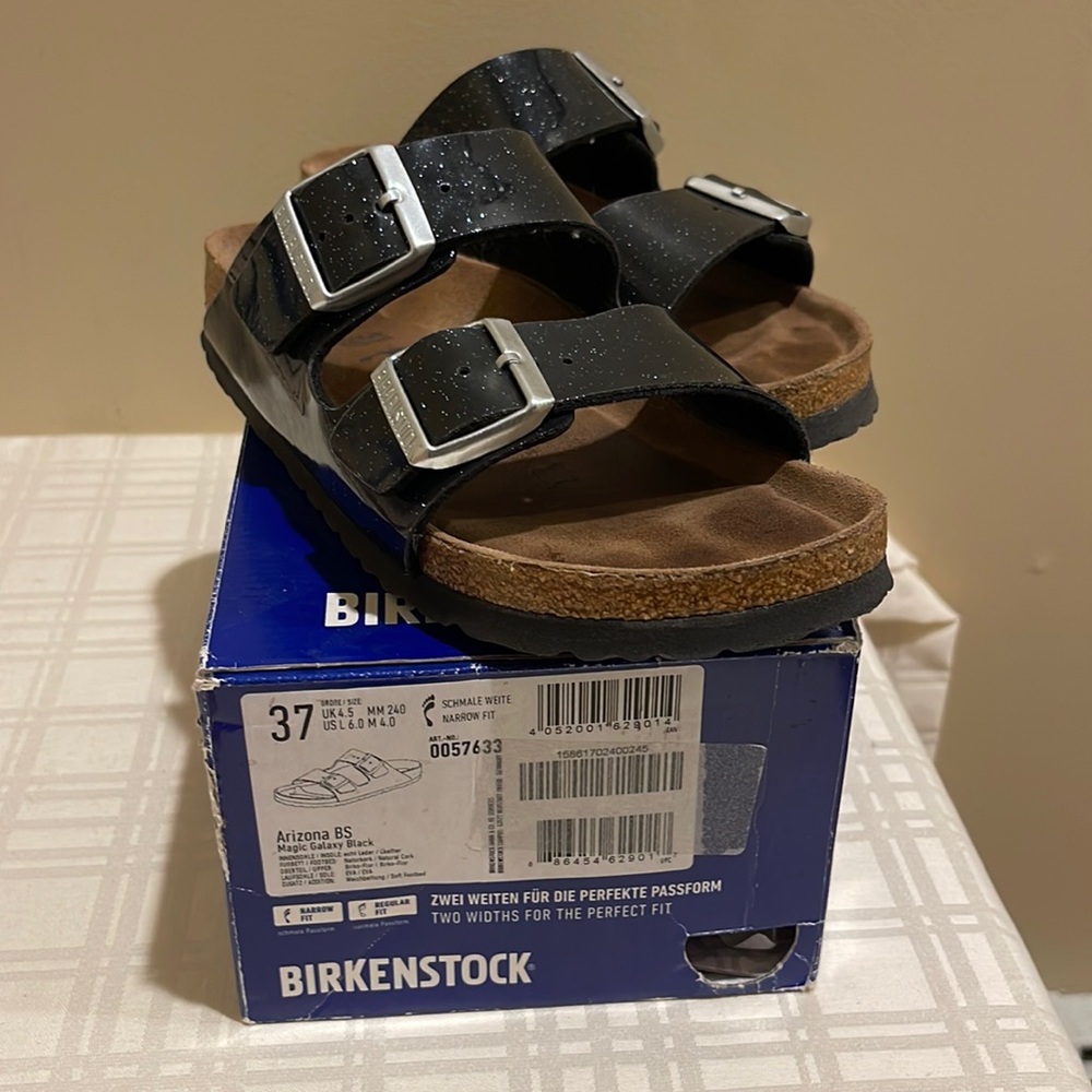 Birkenstock, Arizona Magic Galaxy, black size 37 US six narrow fit